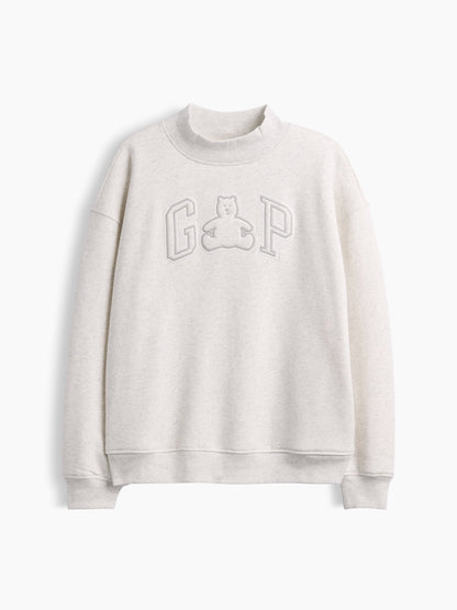 Açık Gri Vintagesoft Oversized Mockneck Logo Sweatshirt