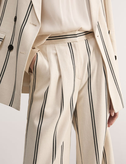 Wide Leg Çizgili Pantolon