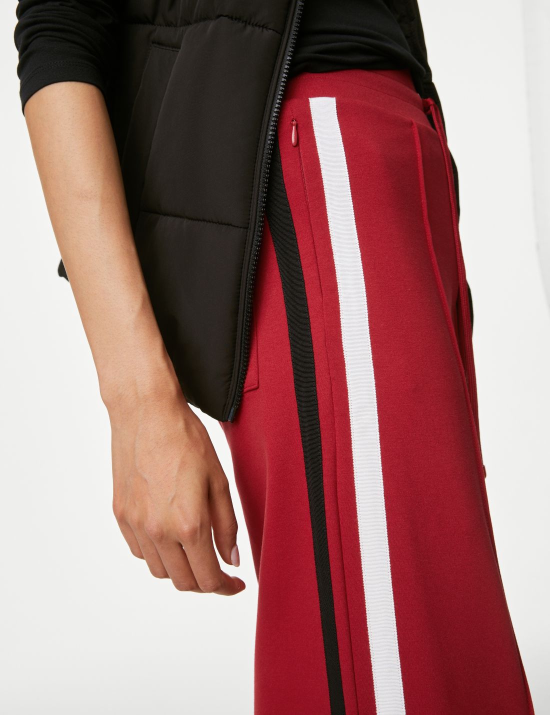 Şerit Detaylı Wide Leg Örme Pantolon