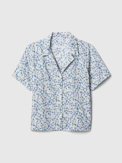 Mavi Poplin Pijama Üstü