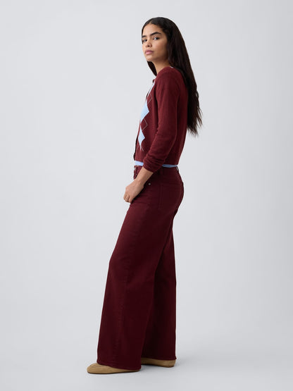 Bordo Mid Rise Wide-leg Jean Pantolon