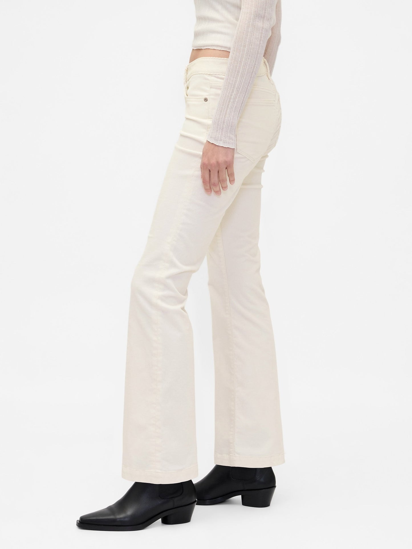 Kırık Beyaz Low Rise Corduroy Long & Lean Pantolon