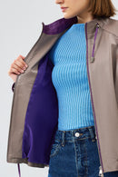 Terry Kadın Gri Oversize Deri Ceket