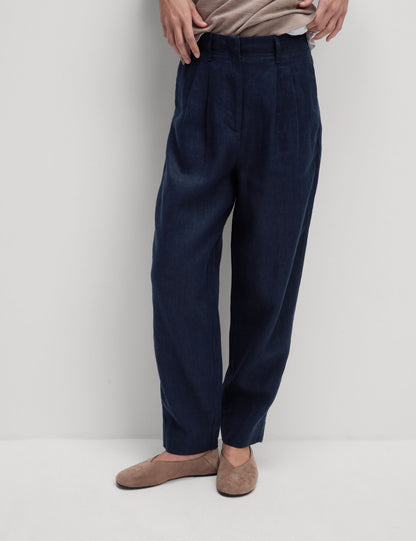 Saf Keten Tapered Pantolon