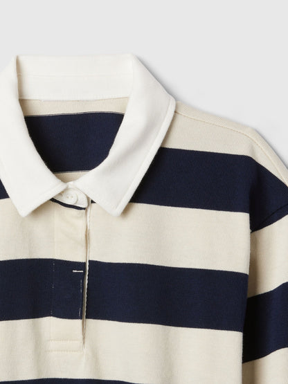 Lacivert Crop Rugby Polo Yaka T-shirt