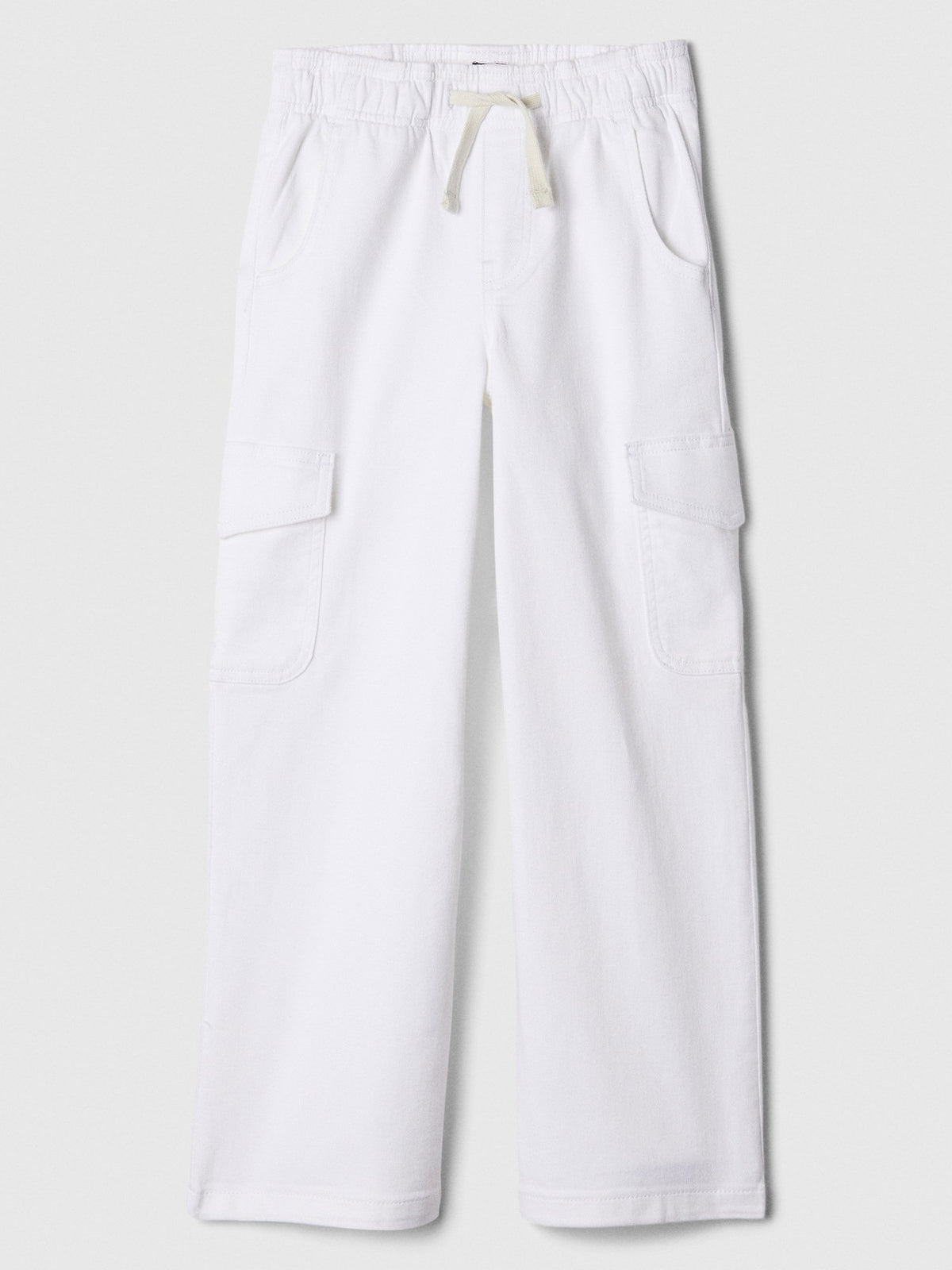 Beyaz High Rise Easy Wide Kargo Jean Pantolon
