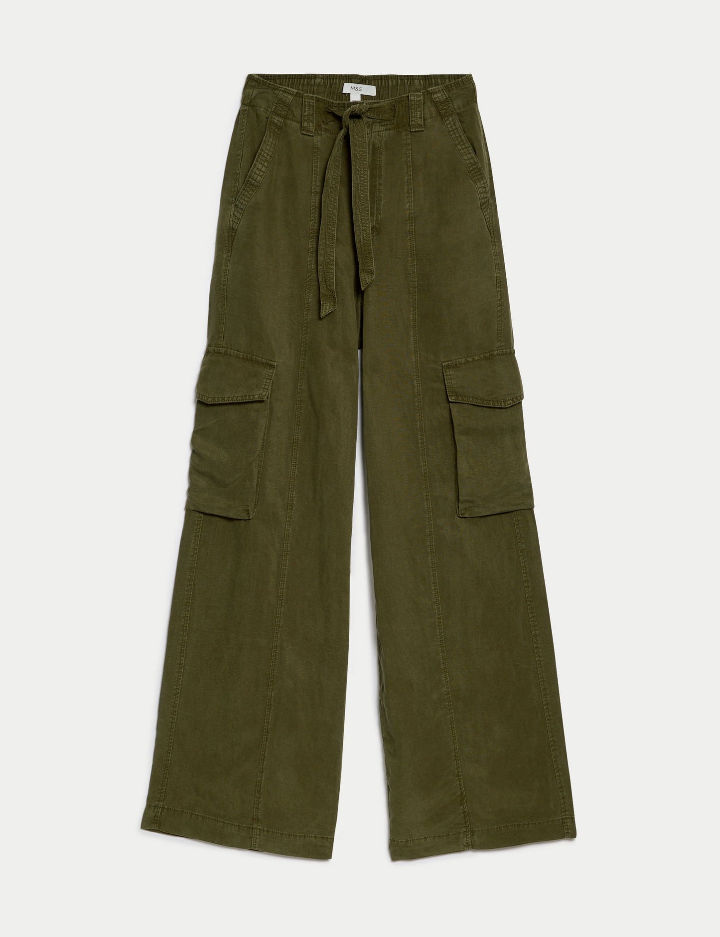 Wide Leg Keten Kargo Pantolon