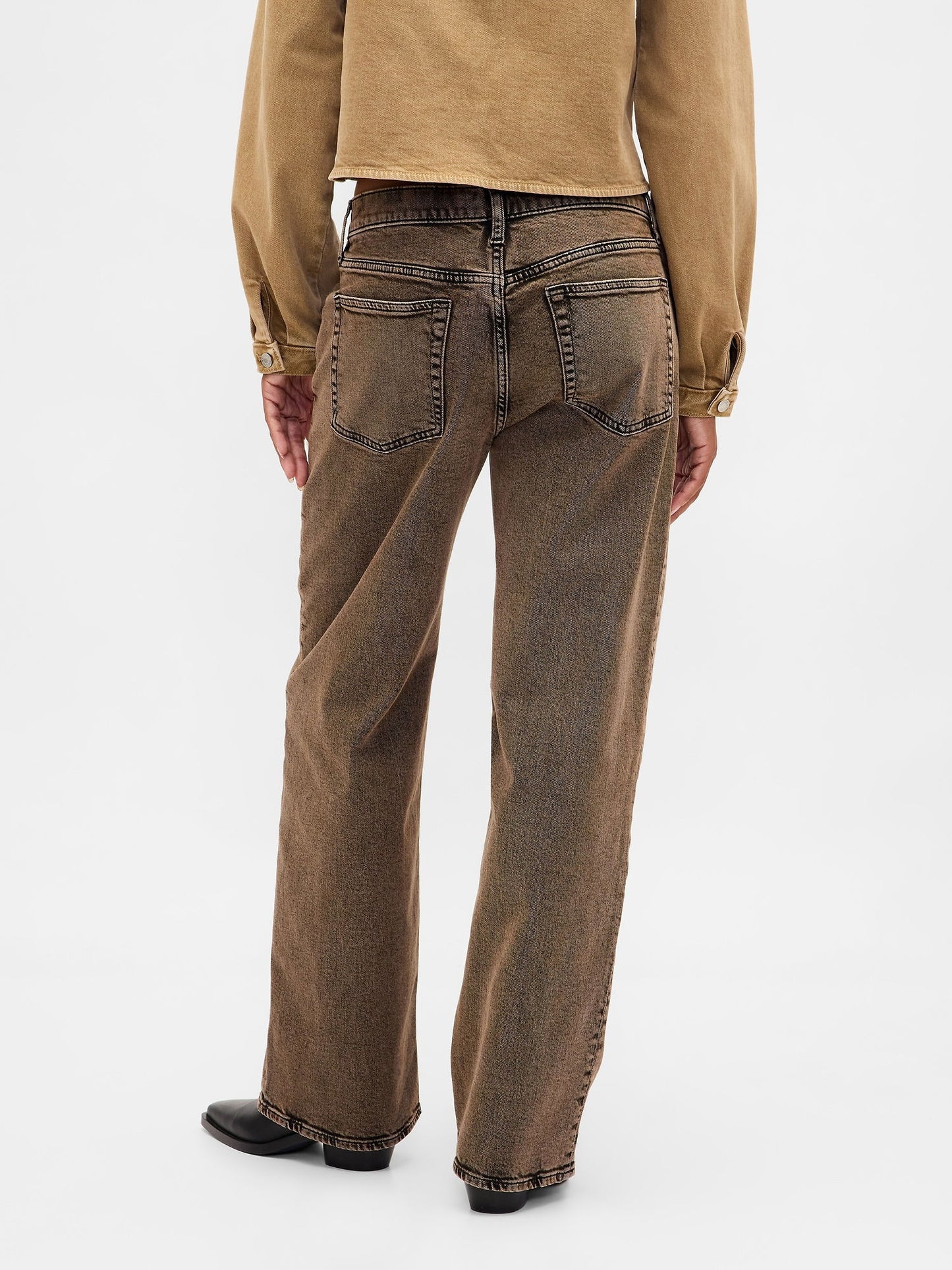 Kahverengi Low Rise '90s Jean Pantolon