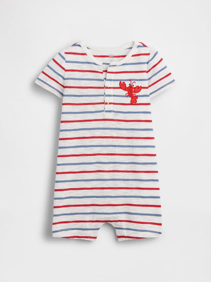 Beyaz Baby First Favorites Henley Kısa Tek Parça