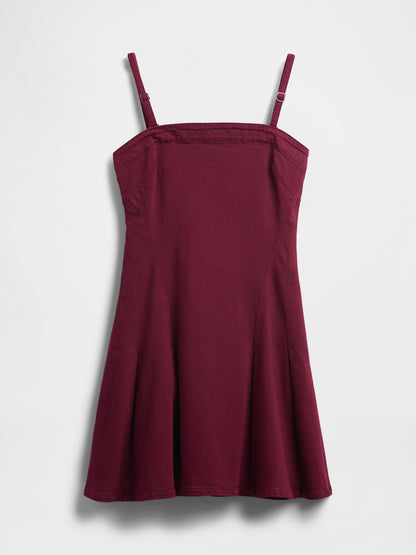 Bordo Denim Mini Elbise
