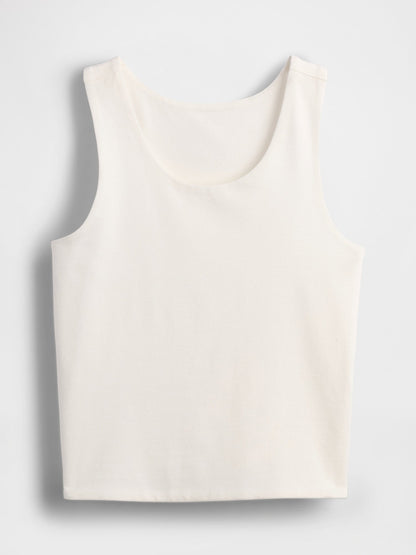 Beyaz Shrunken Tank Atlet