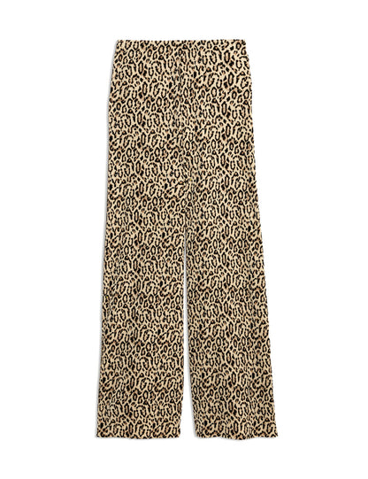 Leopar Desenli Wide Leg Pantolon