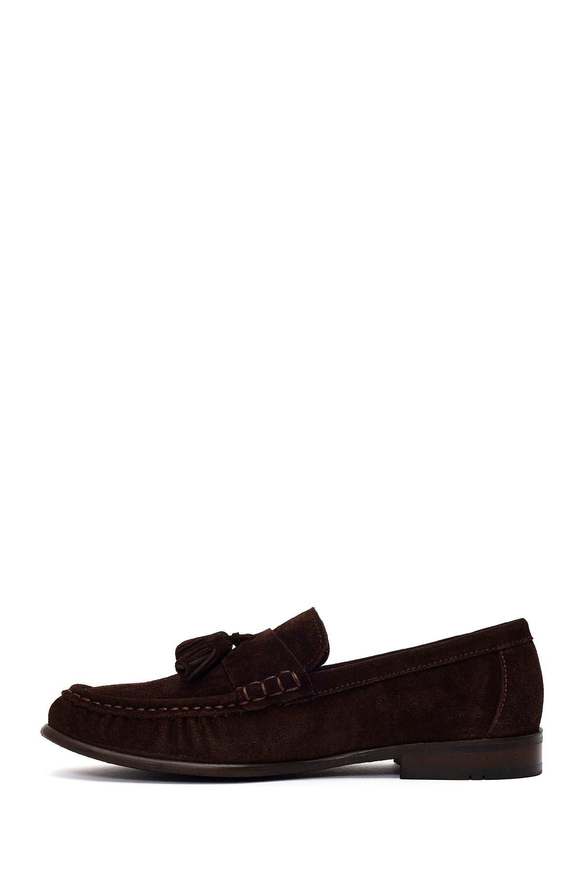 Erkek Kahverengi Püsküllü Süet Deri Casual Loafer