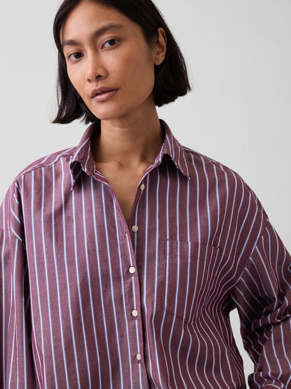 Mor Oversized Poplin Gömlek