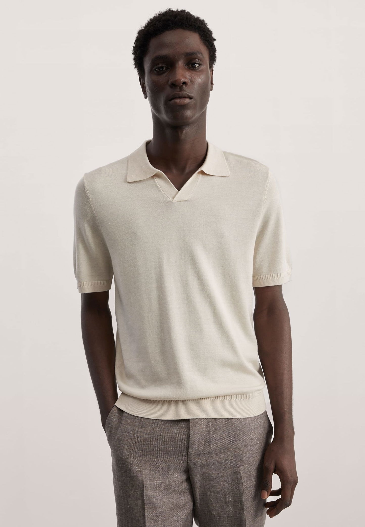 Ipek Yün Örme Polo Yaka T-shirt