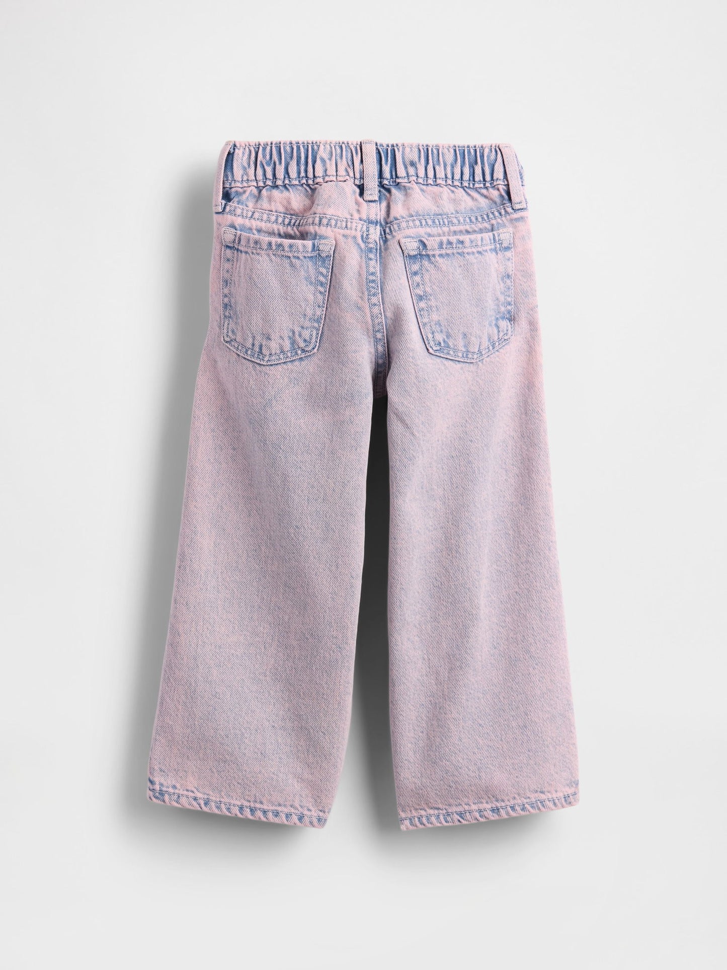 Açık Pembe Pull-on Baggy Wide-leg Jean Pantolon