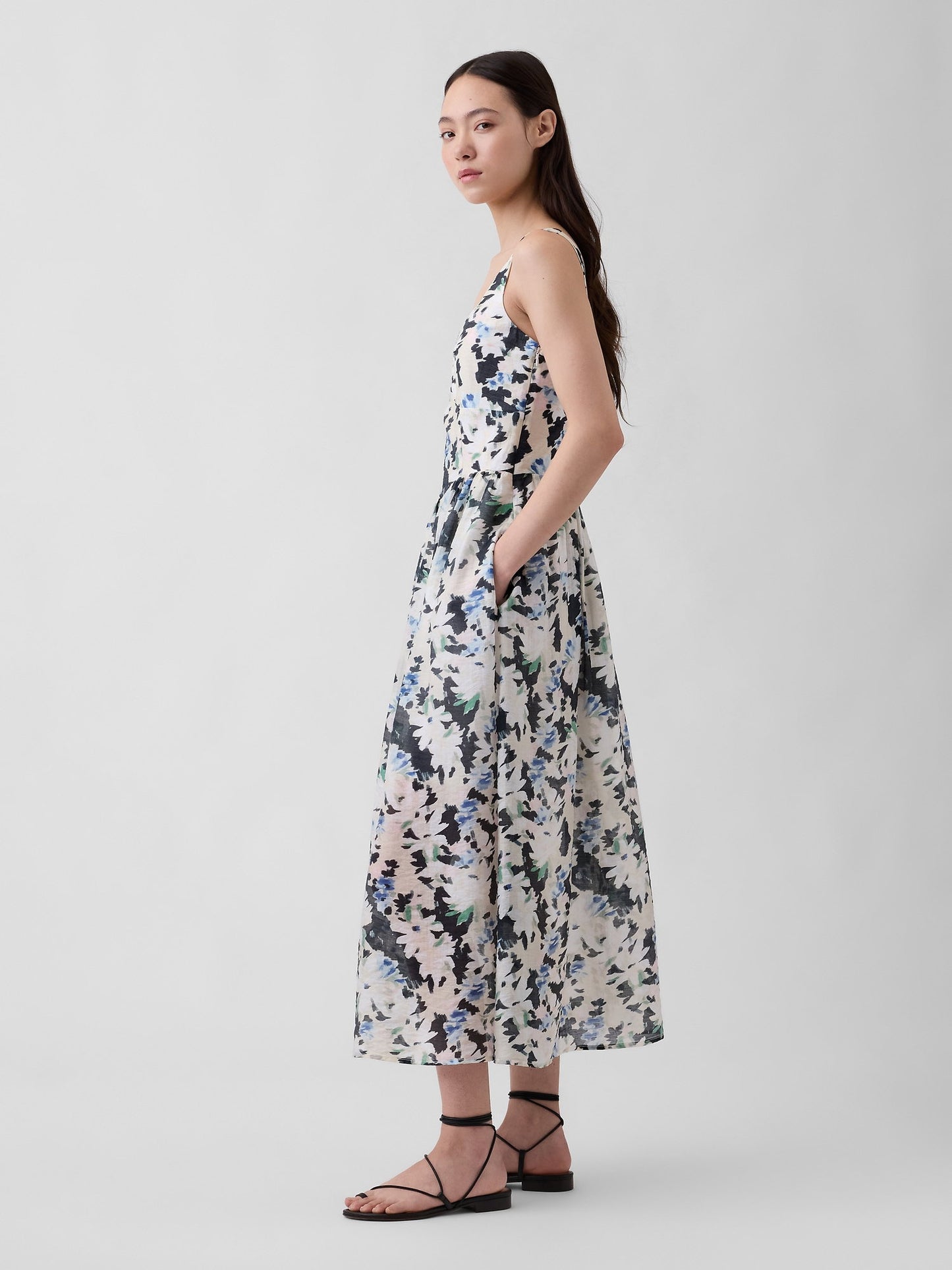 Çok Renkli Seamed Drop-waist Maxi Elbise