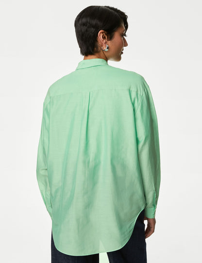 Relaxed Fit Uzun Kollu Ipek Gömlek