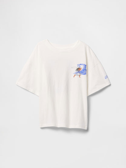 Kırık Beyaz Disney Moana Grafikli T-shirt