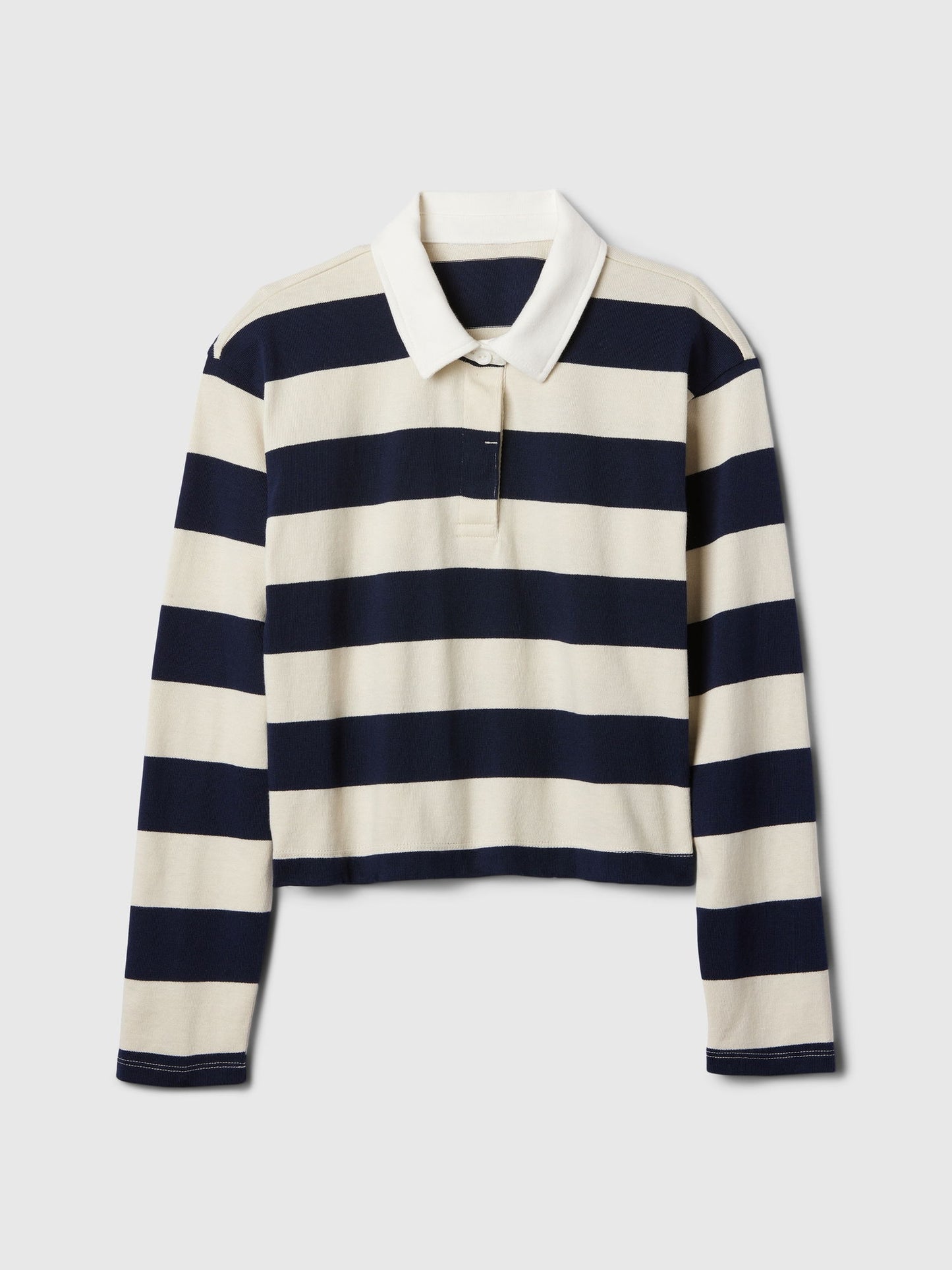 Lacivert Crop Rugby Polo Yaka T-shirt