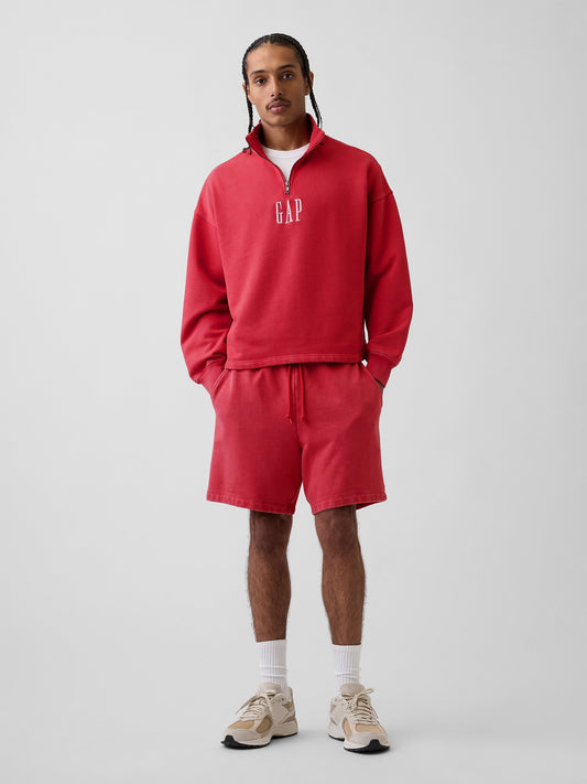 Kırmızı Heavyweight Fransız Havlu Kumaş Sweat Şort