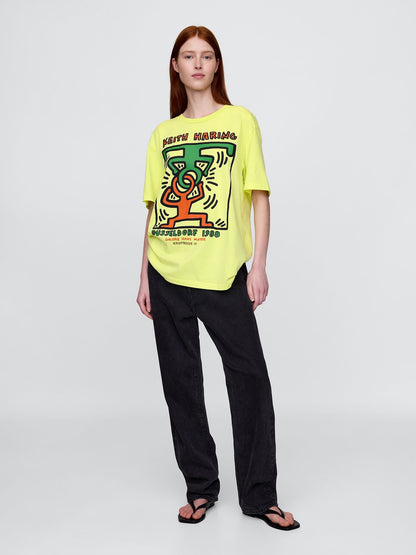 Sarı Keith Haring Grafik T-shirt