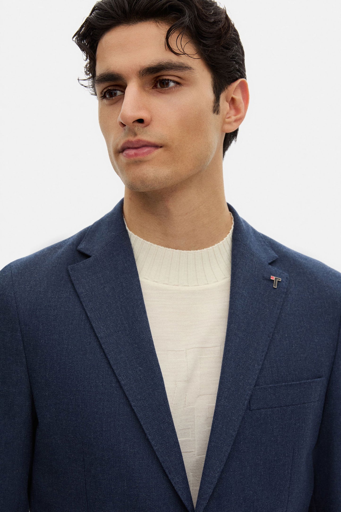 Tween Slim Fit Indigo Diyogonal Kumaş Ceket