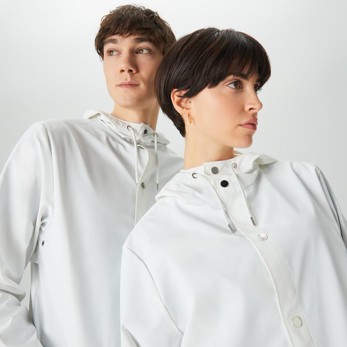 Rains Longer Unisex Beyaz Yağmurluk