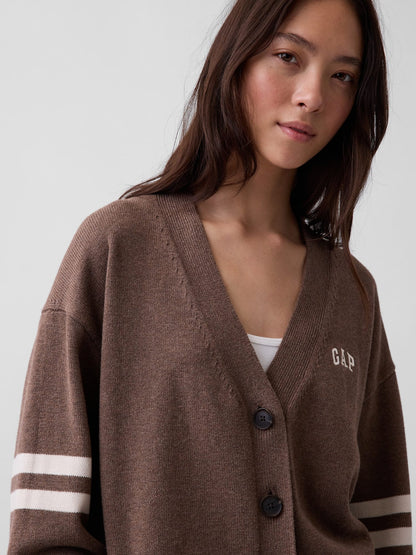 Mor 100% Pamuk Oversized Gap Logo Triko Hırka
