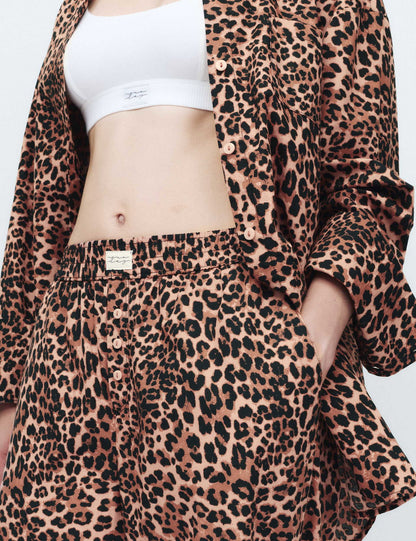 Saf Pamuklu Leopar Desenli Pijama Altı