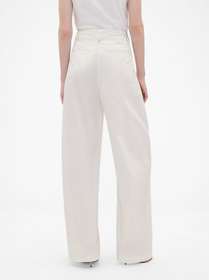 Beyaz Gap × Victoria Beckham High Rise Pileli Arc Pantolon