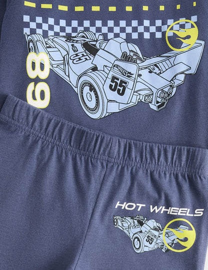 Hot Wheels™ Baskılı Saf Pamuklu Pijama Takımı