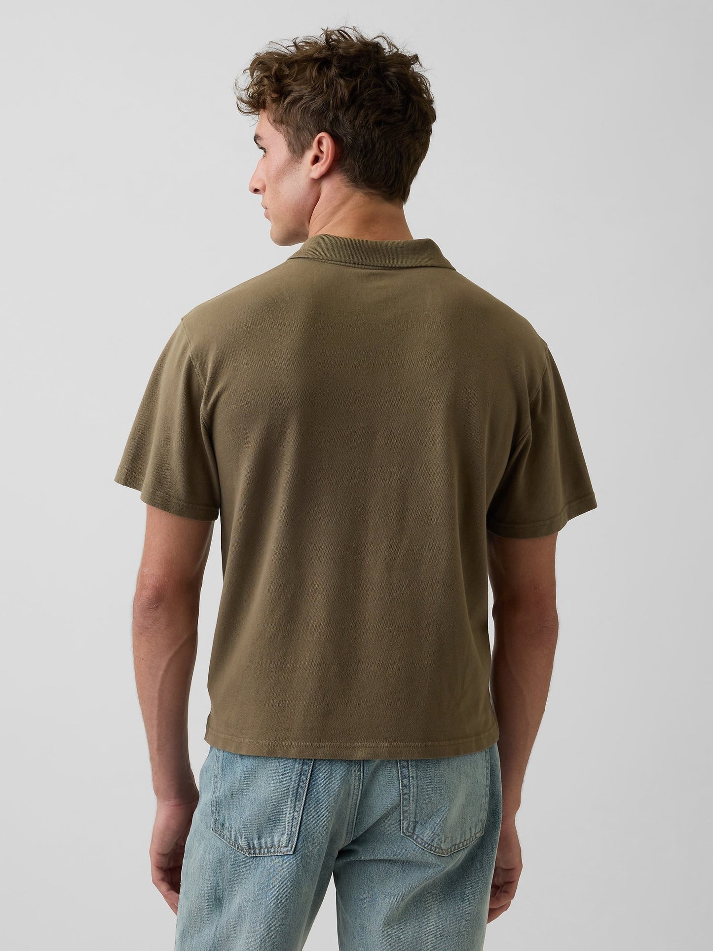 Haki Relaxed Pique Polo T-shirt