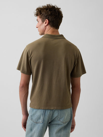 Haki Relaxed Pique Polo T-shirt