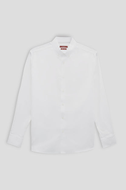 Damat Comfort Beyaz Armürlü %100 Pamuklu Gömlek