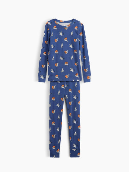 Mavi Organik Brushed Pamuk Pijama Takımı