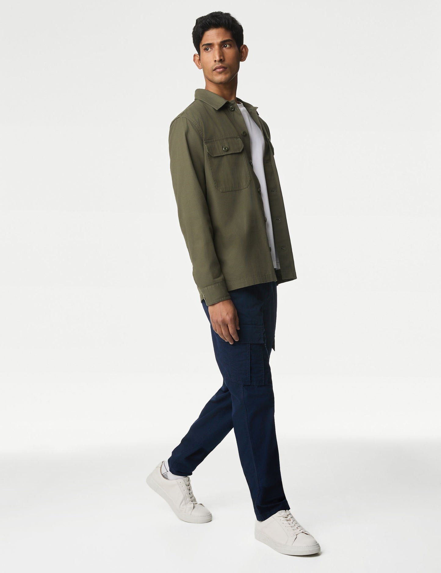 Saf Pamuklu Tapered Fit Kargo Pantolon