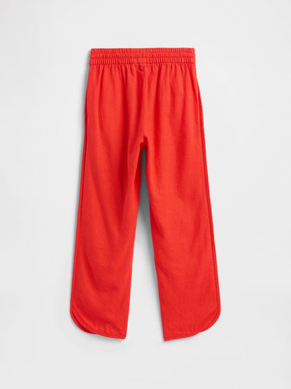 Kırmızı Pull-on Linen-blend Pantolon
