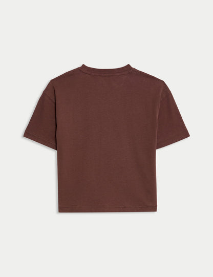 Saf Pamuklu Deniz Kabuğu Baskılı T-shirt (2–8 Yaş)