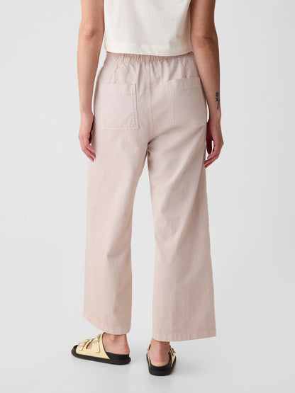Açık Pembe Pull-on Wide Leg Jean Pantolon