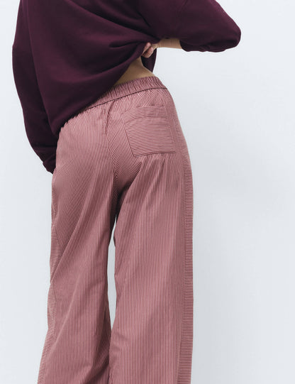 Pamuklu Poplin Çizgili Pijama Altı