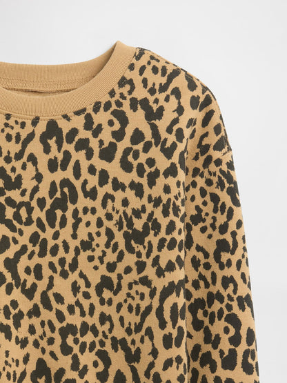 Kahverengi Grafik Baskılı Sweatshirt