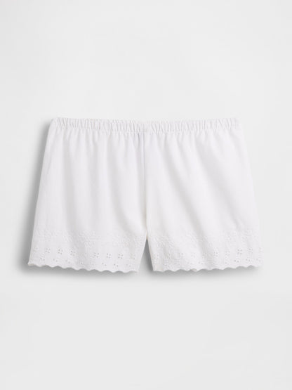 Beyaz Dantel Işlemeli Pijama Şort