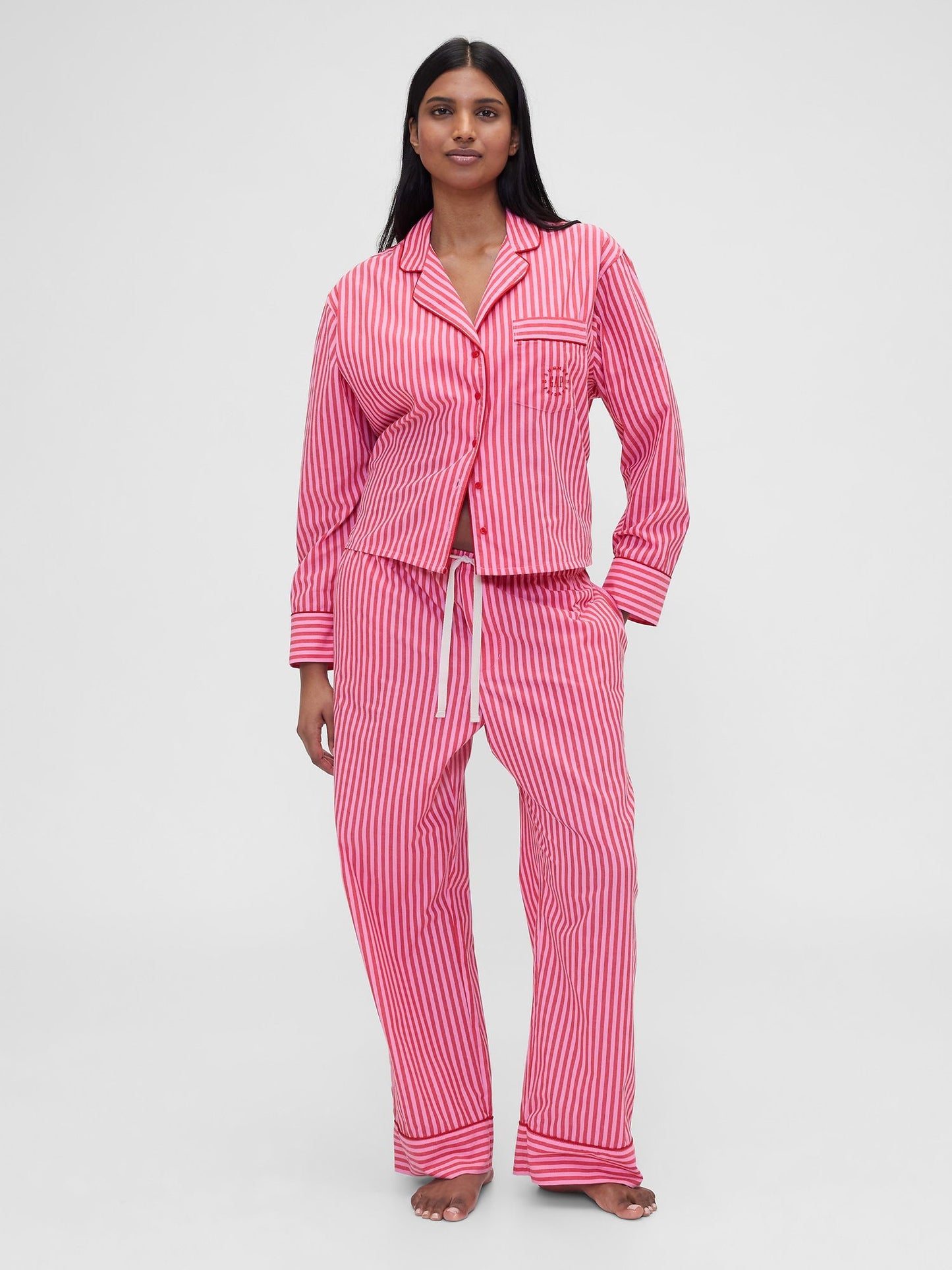 Kırmızı Gap × Summer Fridays Relaxed Poplin Stripe Pijama Altı