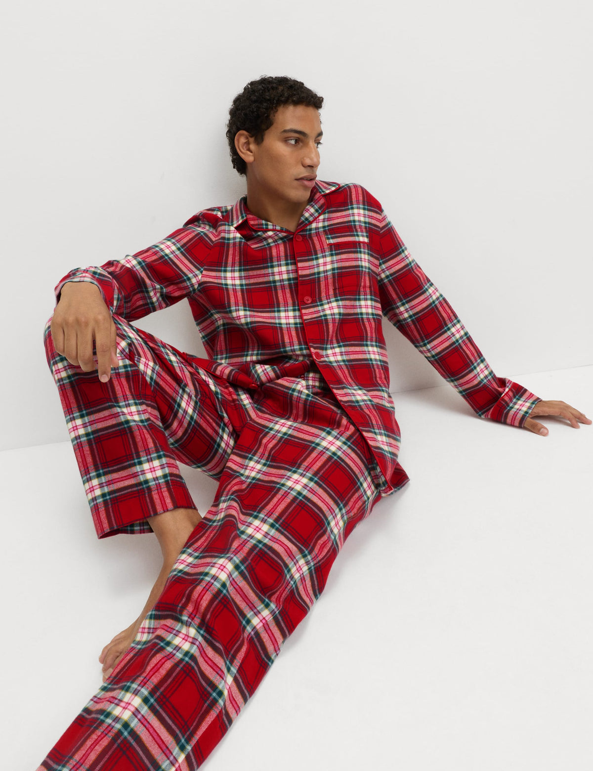 Saf Pamuklu Kareli Pijama Takımı