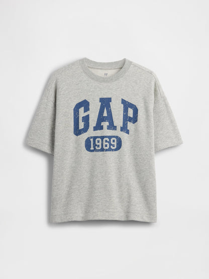 Gri Fransız Havlu Kumaş Relaxed Gap Logo T-shirt
