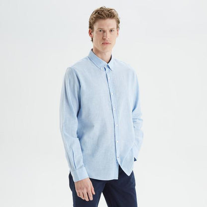 Nautica Erkek Mavi Slim Fit Uzun Kollu Gomlek