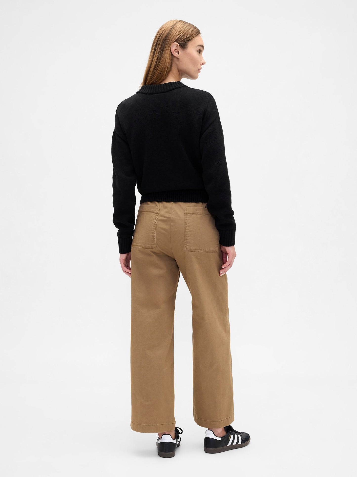 Kahverengi High Rise Baskılı Easy Wide-leg Khaki Pantolon