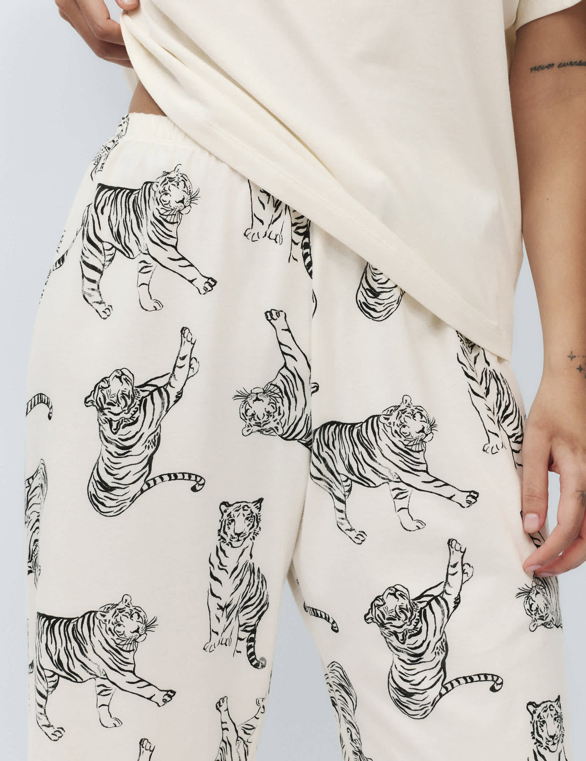 Saf Pamuklu Baskılı Pijama Takımı