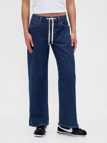 Koyu Mavi Low Rise Drawcord '90s Jean Pantolon